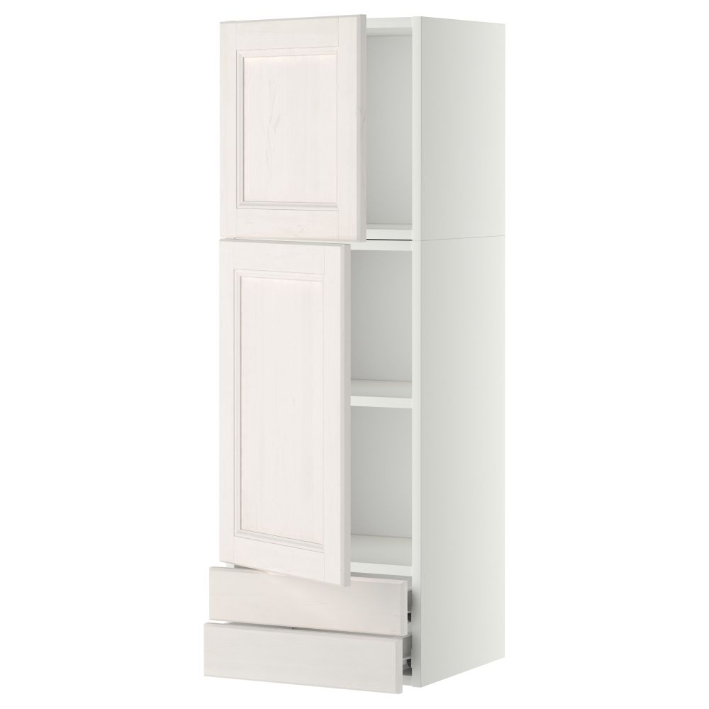 Навесной шкаф, 2 дверцы, 2 ящика МЕТОД / ФОРВАРА, белый, Лаксарби белый - фото 1