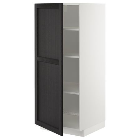 Высокий шкаф с полками, белый/Лерхюттан черная морилка 60x60x140 см IKEA METOD МЕТОД 294.467.60