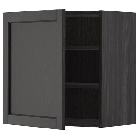 Шкаф навесной с полкой, черный/Лерхюттан черная морилка 60x60 см IKEA МЕТОД 392.614.40