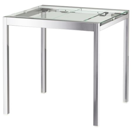 Раздвижной стол ГЛИВАРП, прозрачный, хромированный (75/115x70 см)