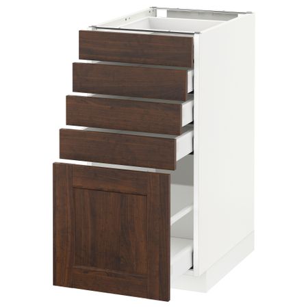 Напольный шкаф с 5 ящиками МЕТОД / МАКСИМЕРА, белый, Эдсерум коричневый