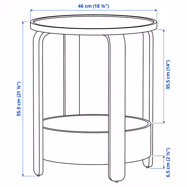 BORGEBY Придиванный столик - чёрный 46 см - фото 6