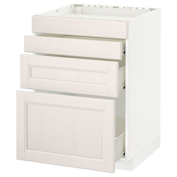 Напольный шкаф для духовки, 4фасада, 3 ящика МЕТОД / ФОРВАРА, белый, Лаксарби белый - схема-чертеж с размерами