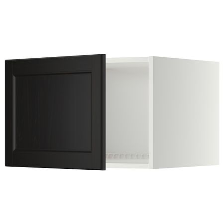 Верхний шкаф на холодильник, морозильник МЕТОД, белый, Лаксарби черно-коричневый
