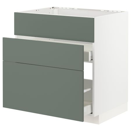Напольный шкаф под мойку + 3 фронтальных панель, 2 ящика, 80x60 cm IKEA METOD МЕТОД, MAXIMERA МАКСИМЕРА 193.173.20