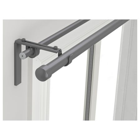 Двойной гардинный карниз/комбинация РЭККА / ХУГАД, серебристый (210-385 см)