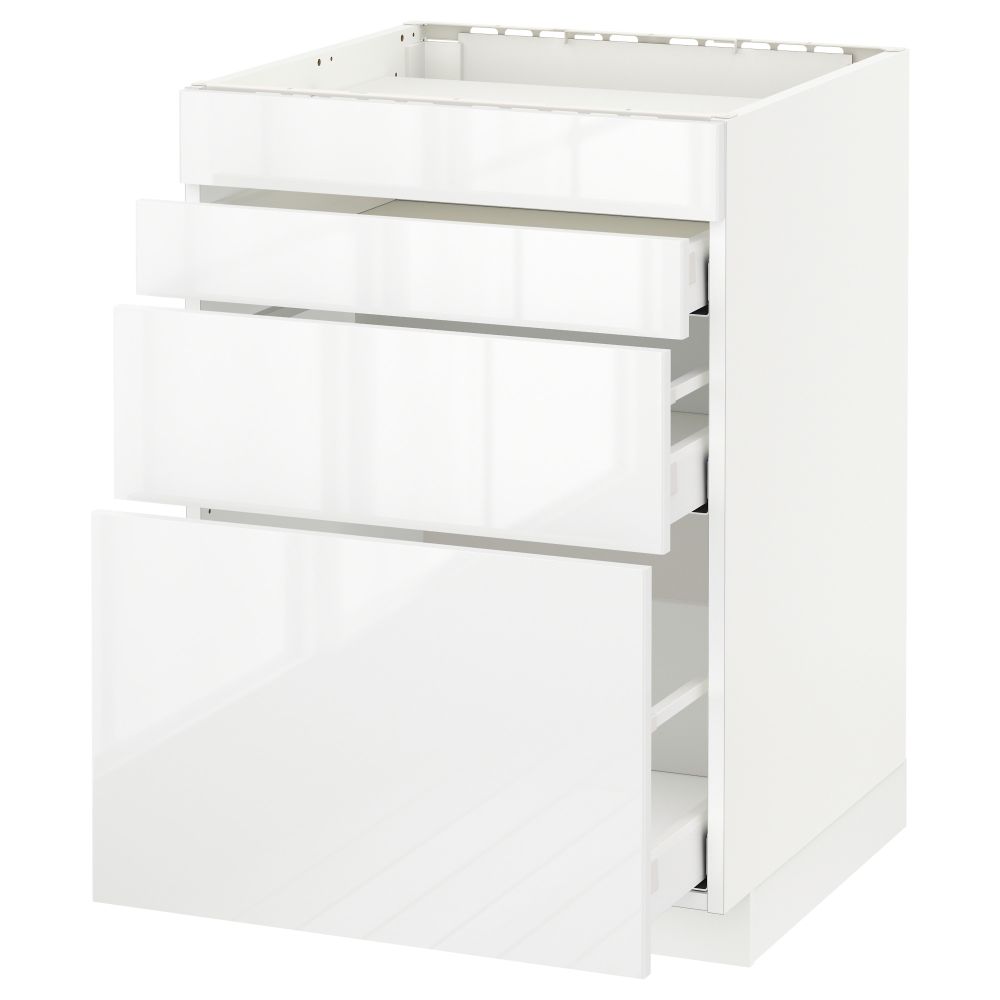 Напольный шкаф для духовки, 4фасада, 3 ящика МЕТОД / МАКСИМЕРА, белый, Рингульт белый - схема-чертеж с размерами