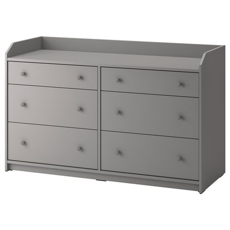 Комод с 6 ящиками, серый 138x84 см IKEA HAUGA ХАУГА 004.592.39