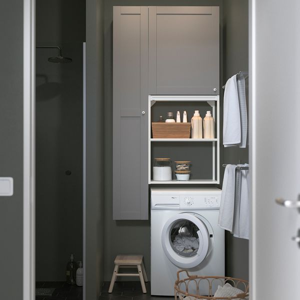 Комбинация для хранения, 90x32x180 см, белый, серый каркас IKEA BEGIVENHET БЕГИВЕНХЕТ 194.802.31 - фото 7