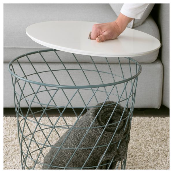 Столик с отделениями для хранения КВИСТБРУ, бирюзовый (44 см) - схема-чертеж с размерами