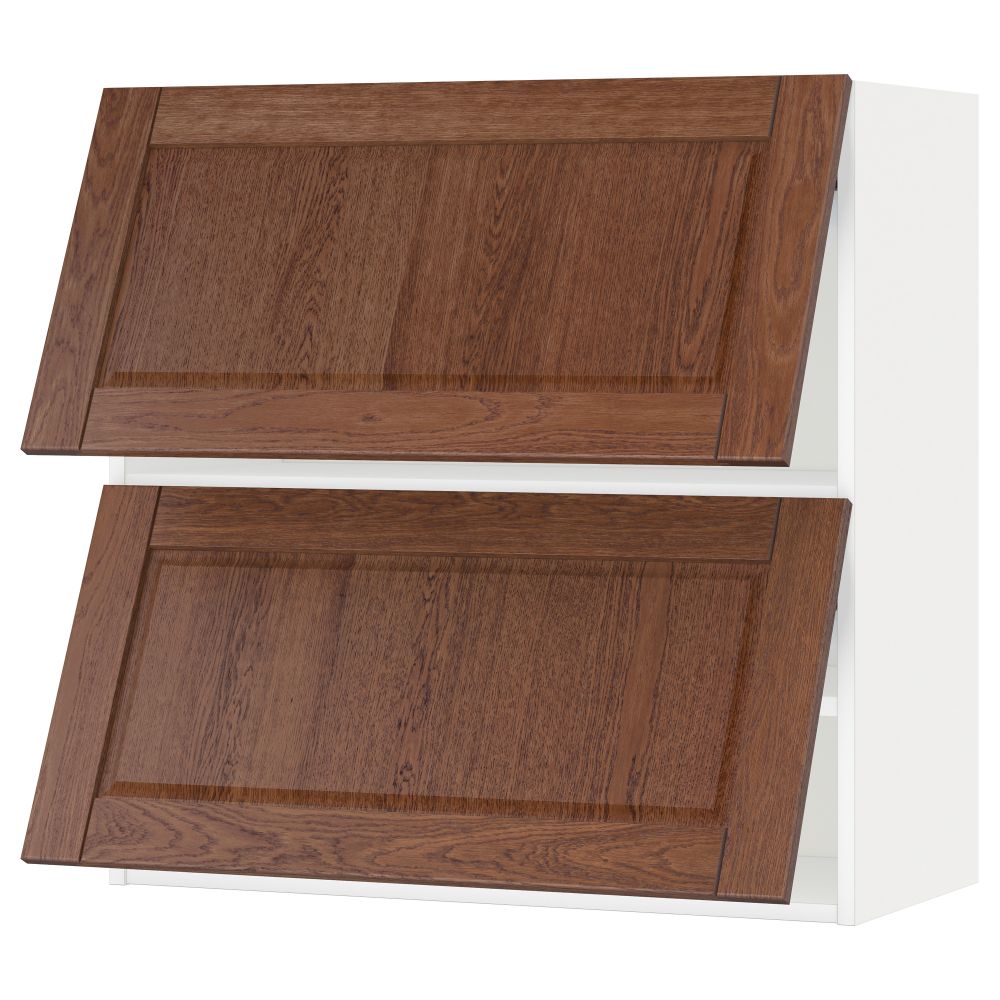Навесной шкаф, 2 дверцы, горизонтальный МЕТОД, белый, Филипстад коричневый - схема-чертеж с размерами
