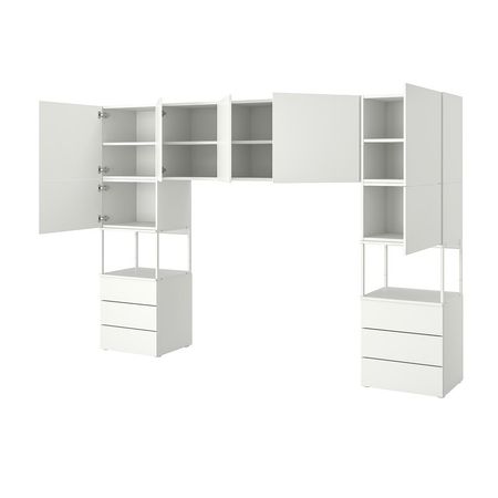 PLATSA Гардероб/7 дверей+6 ящиков - белый/Fonnes белый 300x42x201 см
