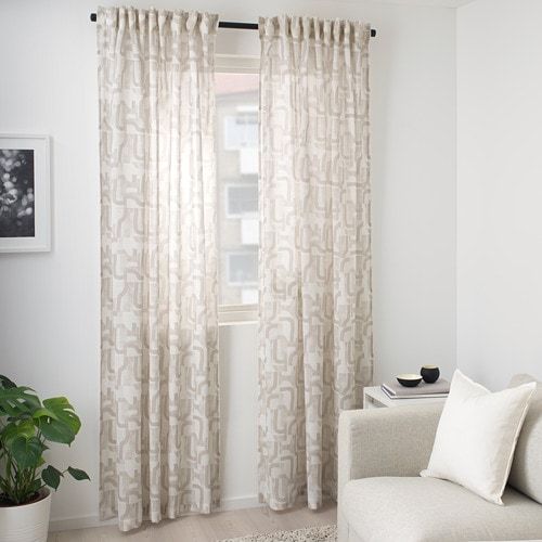 Гардины, 1 пара, белый/бежевый, 145x300 см IKEA ВИНТЕРЖАСМИН 904.502.58 - схема-чертеж с размерами