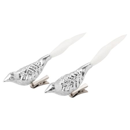 Украшение, птица ВИНТЕР 2015, стекло серебристый