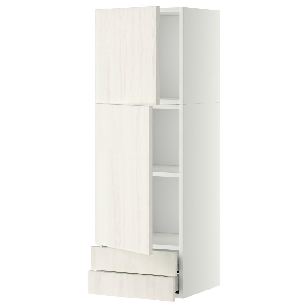 Навесной шкаф, 2 дверцы, 2 ящика МЕТОД / МАКСИМЕРА, белый, Росдаль белый - схема-чертеж с размерами