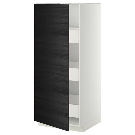 Высокий шкаф с ящиками, белый, Тингсрид черный 60x60x140 см IKEA МЕТОД / ФОРВАРА 693.660.92
