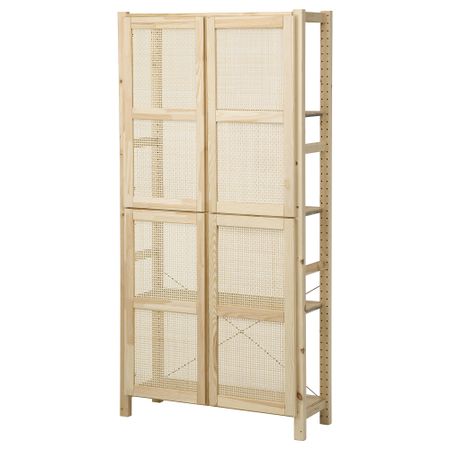 Стеллаж с дверцами, 89x30x179 см, сосна IKEA IVAR ИВАР 093.195.84