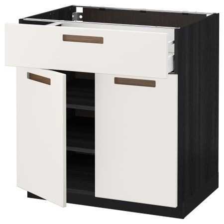 Напольный шкаф + ящик, 2 дверцы МЕТОД / МАКСИМЕРА, черный, Мэрста белый