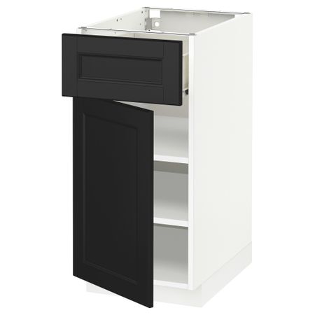 Напольный шкаф с ящиком, дверью МЕТОД / ФОРВАРА, белый, Лаксарби черно-коричневый