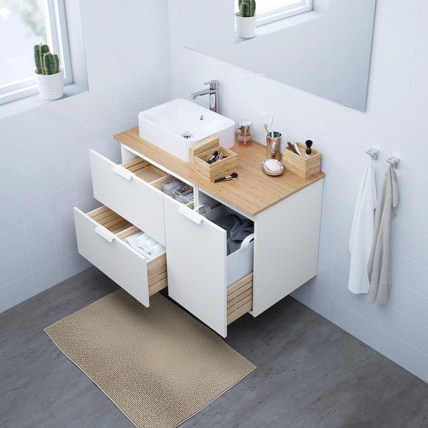 Шкаф с раковиной 45x32 см, белый/бамбук БРОГРУНД смеситель 102x49x72 см IKEA ГОДМОРГОН/ТОЛКЕН / ХОРВИК 493.255.83 - фото 2