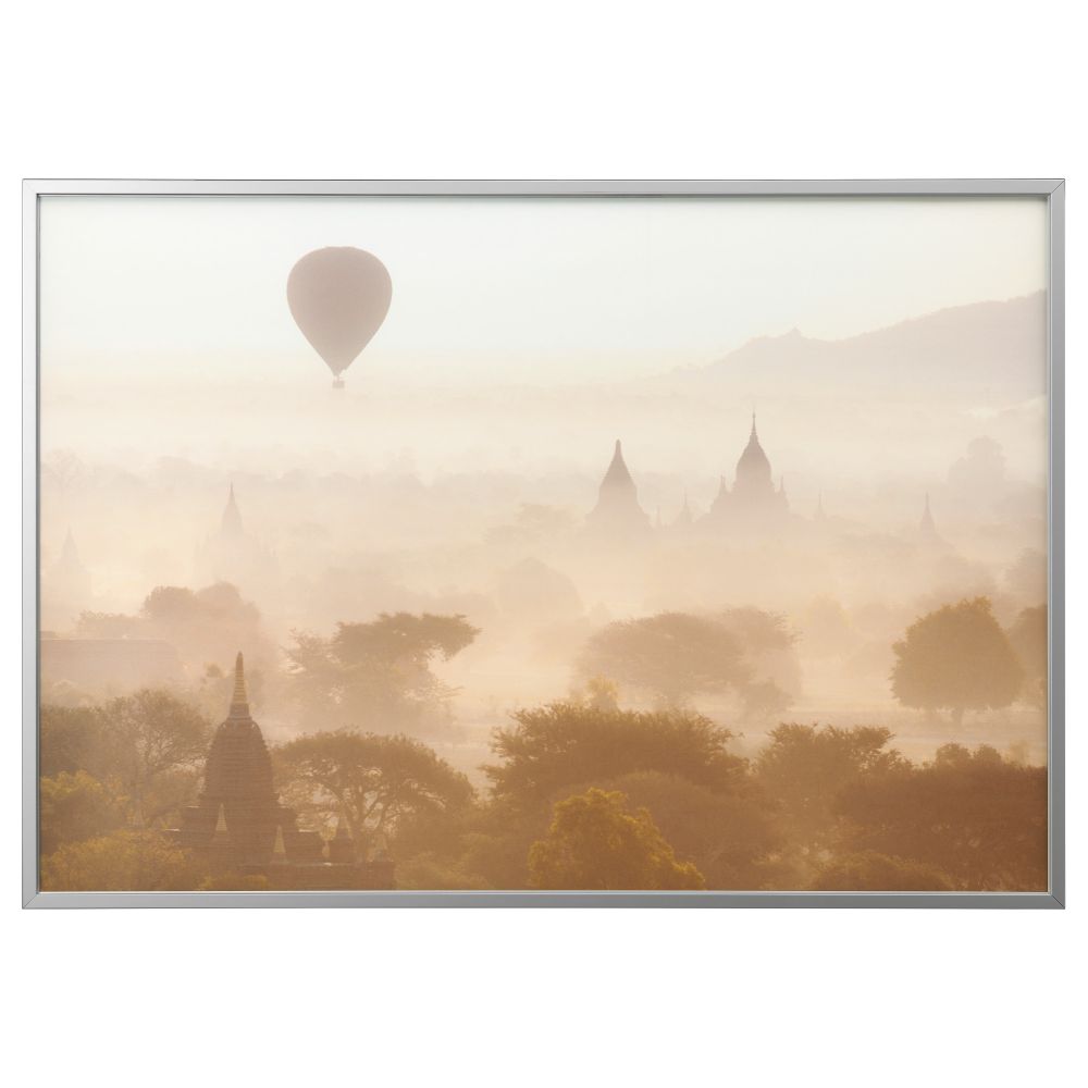 Картина с рамой БЬЁРКСТА, Храмы Багана, цвет алюминия (200x140 см) - фото 1