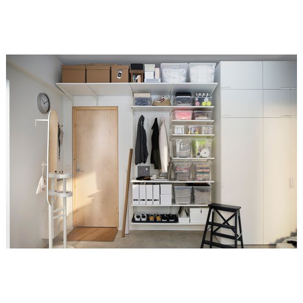 4 секции/полки, белый 230x61x254 см IKEA АЛЬГОТ 792.767.55 - схема-чертеж с размерами