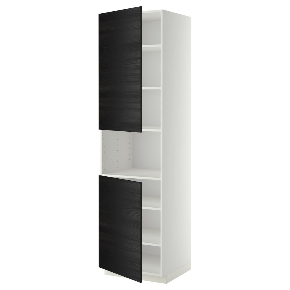 Высокий шкаф для/СВЧ, 2 дверцы/полки, белый, Тингсрид черный 60x60x220 см IKEA МЕТОД 092.333.83 - схема-чертеж с размерами