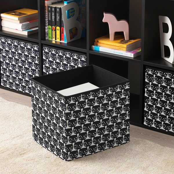 Коробка, белый, черный с рисунком, 33x38x33 см IKEA DRÖNA ДРЁНА 904.351.02 - фото 3