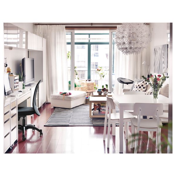 Раздвижной стол БЬЮРСТА, белый (90/129/168x90 см) - фото 6