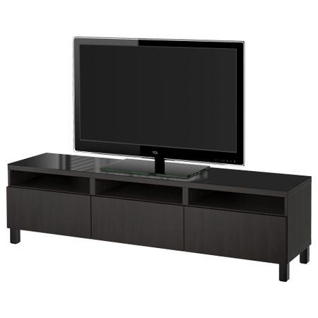 Тумба для ТВ с ящиками БЕСТО, Лаппвикен черно-коричневый (180x40x48 см)