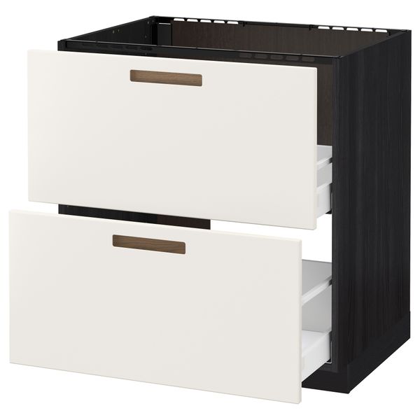 Напольный шкаф под мойку + 2 фронтальных панели, 2 ящика МЕТОД / МАКСИМЕРА, черный, Мэрста белый - схема-чертеж с размерами