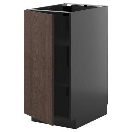 METOD Напольный шкаф с полками - черно-серый/Sinarp коричневый 40x60 см