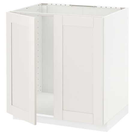 Напольный шкаф для мойки+2 двери, белый/Сэведаль белый 80x60 см IKEA METOD МЕТОД 494.464.91