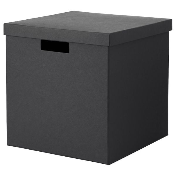 Коробка с крышкой, черный, 30x30x30 см IKEA ТЬЕНА 903.954.84 - фото 1