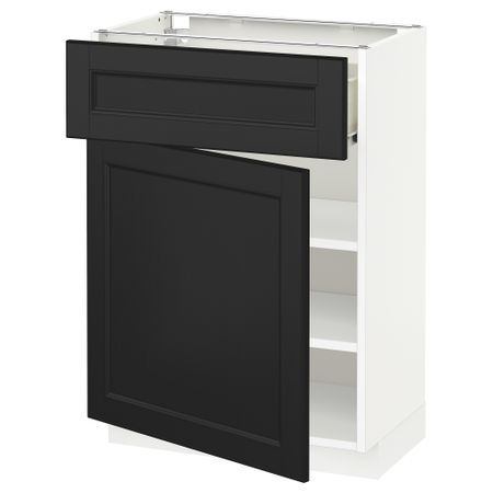 Напольный шкаф с ящиком, дверью МЕТОД / ФОРВАРА, белый, Лаксарби черно-коричневый