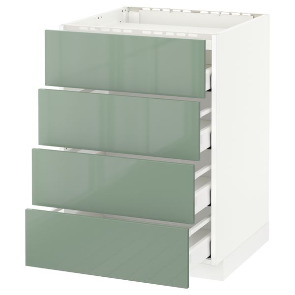 Напольный шкаф, 4 фронтальных панели, 4 ящика МЕТОД / МАКСИМЕРА, белый, Калларп светло-зеленый - схема-чертеж с размерами