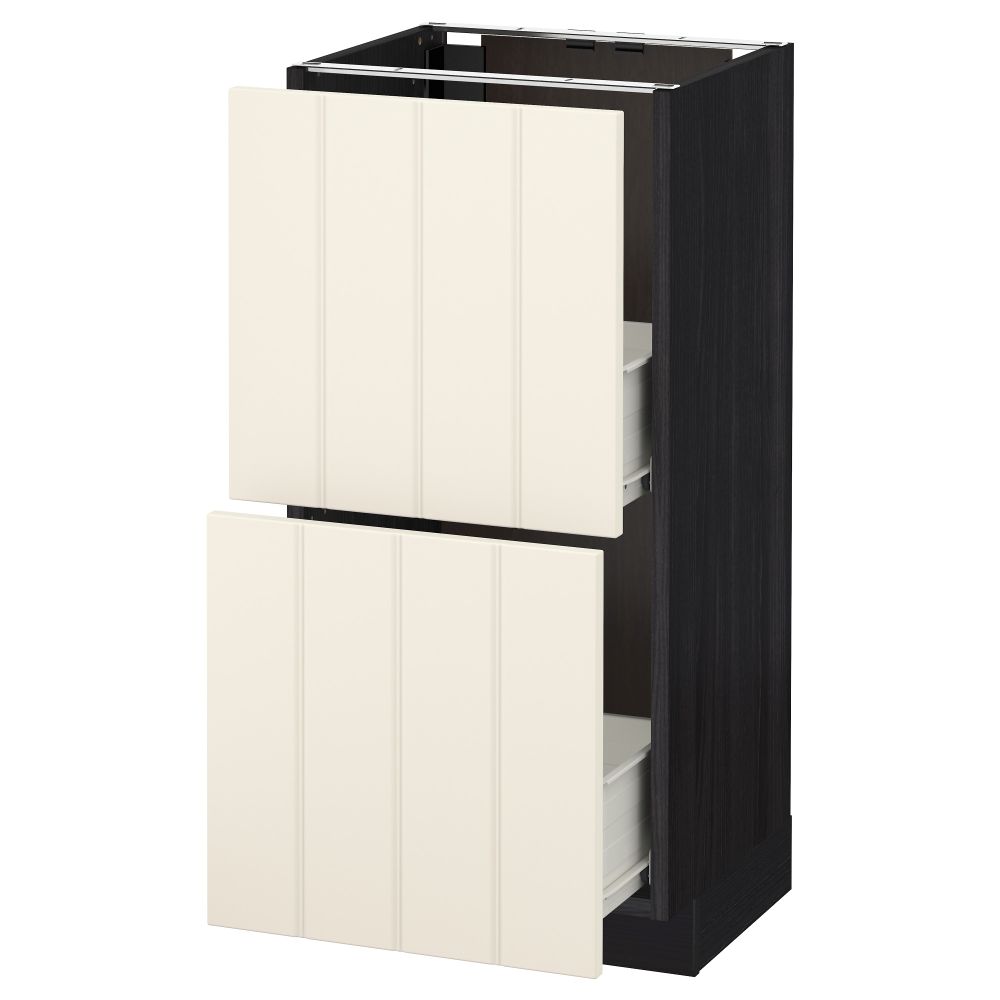 Напольный шкаф с 2 ящиками МЕТОД / ФОРВАРА, черный, Хитарп белый с оттенком - схема-чертеж с размерами