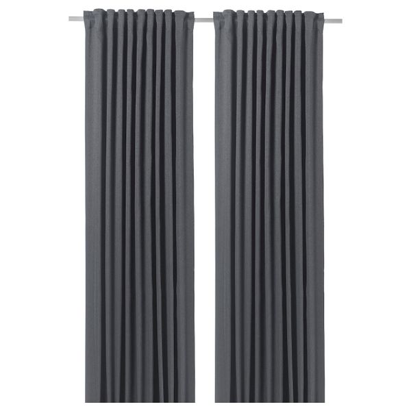 Гардины, блокирующие свет, 2 шт., темно-серый 145x300 см IKEA BLÅHUVA БЛОХУВА 804.654.63 - фото 1