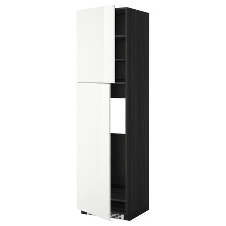 Высокий шкаф для холодильника, 2 дверцы МЕТОД, черный, Рингульт белый