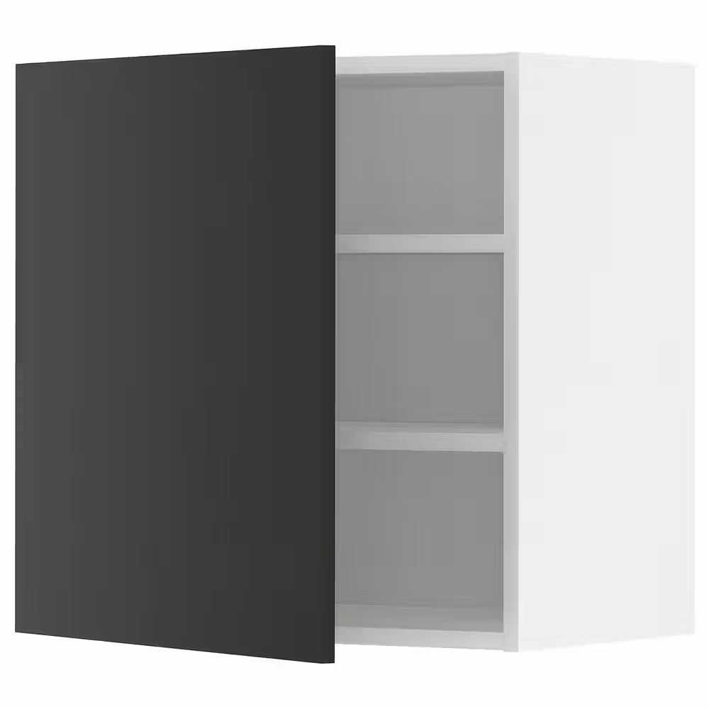 METOD Навесной шкаф с полками - белый/Nickebo матовый антрацит 60x60 см - фото 1