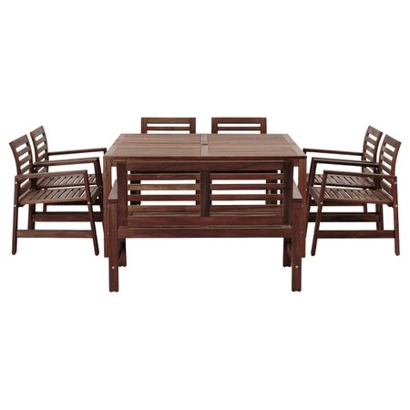 Стол+6кресел+скамья,д/сада, коричневая морилка IKEA ÄPPLARÖ ЭПЛАРО 792.898.14