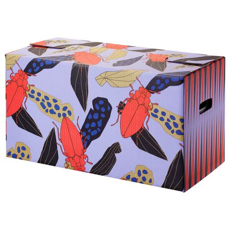 Упаковочная коробка, синий/оранжевый, 66x33x35 см IKEA ОМБЮТЕ 304.466.60