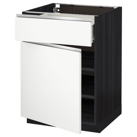 Напольный шкаф с ящиком, дверью МЕТОД / ФОРВАРА, черный, Нодста белый