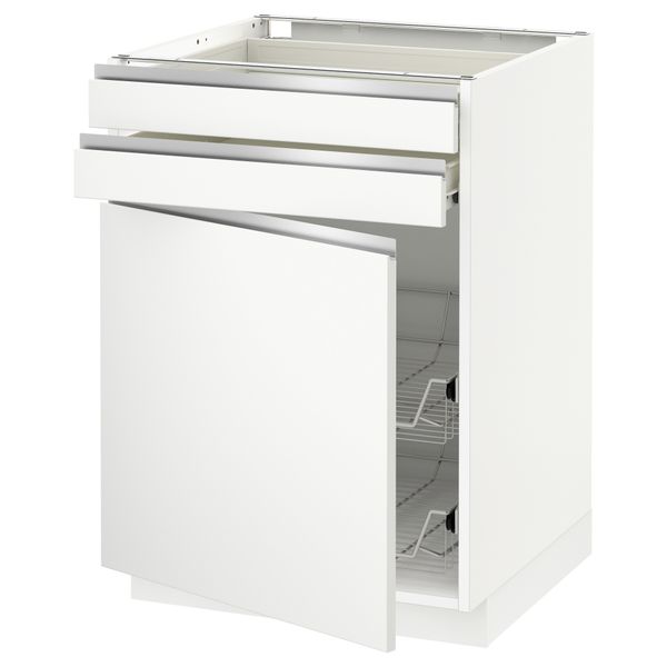 Напольный шкаф, дверца, 2 ящика, проволочных корзин МЕТОД / ФОРВАРА, белый, Нодста белый - схема-чертеж с размерами