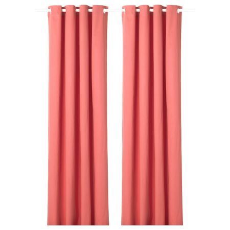 Затемняющие гардины, 2 шт., светлый коричнево-красный 145x300 см IKEA MERETE МЕРЕТЕ 004.436.82