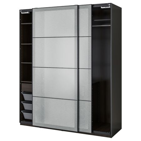 Гардероб, комбинация, черно-коричневый/белый под бумагу 200x66x236 см IKEA PAX ПАКС / SVARTISDAL СВАРТИСДАЛЬ 093.362.96