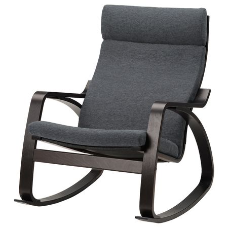 Кресло-качалка, черно-коричневый/Хили темно-серый IKEA POÄNG ПОЭНГ 493.194.12