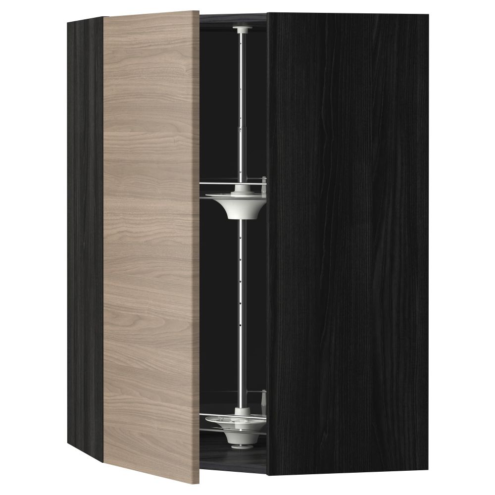 Угловой навесного шкаф с вращающейся секцией, 68x100 см, черный, Brokhult светло-серый IKEA METOD МЕТОД 191.202.72 - фото 1