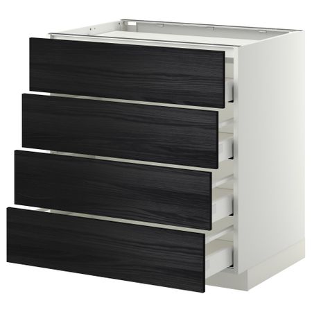 Напольный шкаф, 4 фронтальных панели, 4 ящика МЕТОД / МАКСИМЕРА, белый, Тингсрид черный