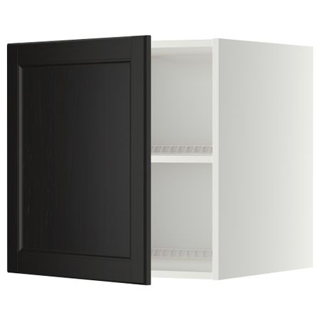 Верхний шкаф на холодильник, морозильник МЕТОД, белый, Лаксарби черно-коричневый